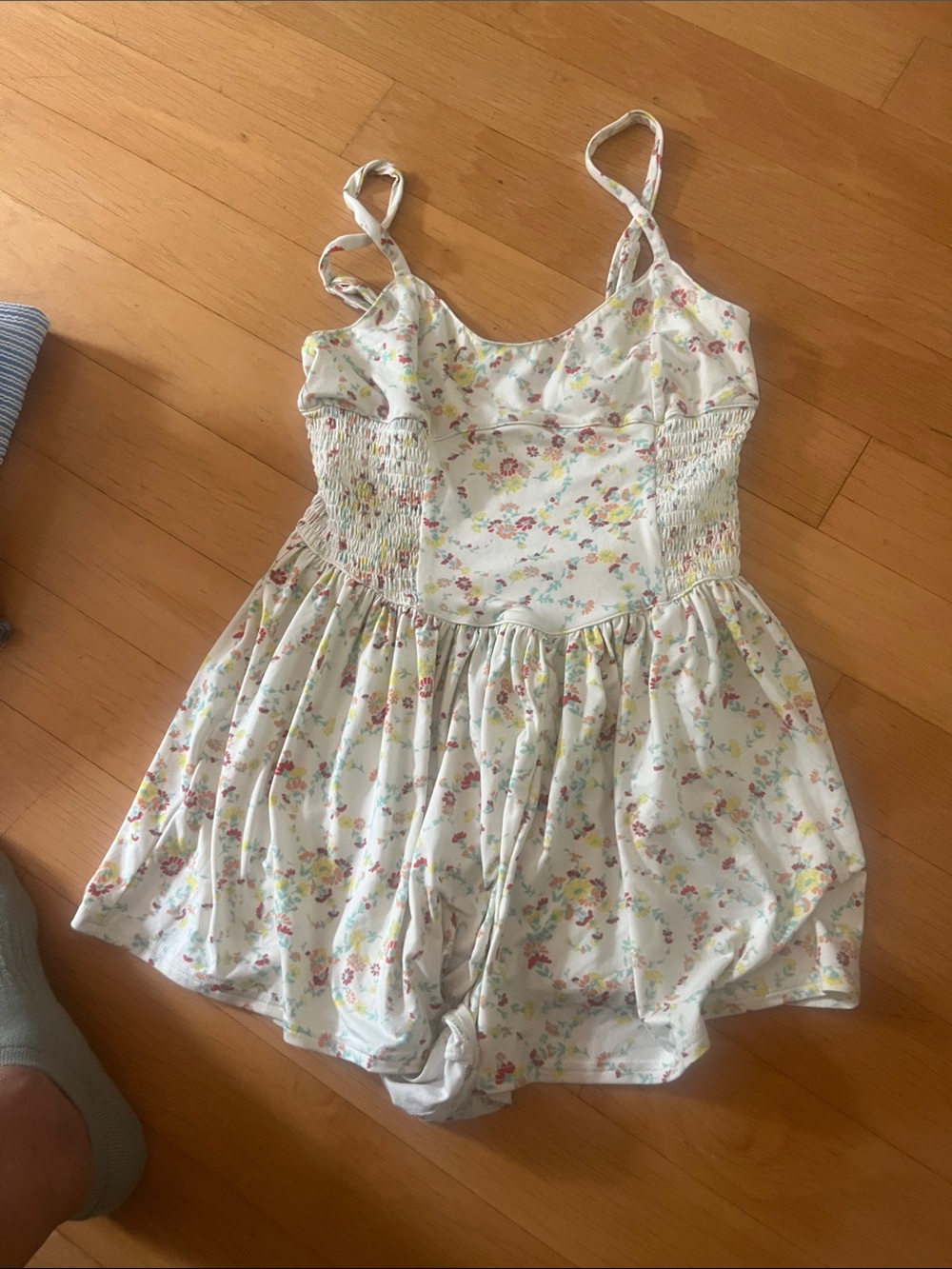Urban Outfitters Cream Floral Smocked Romper